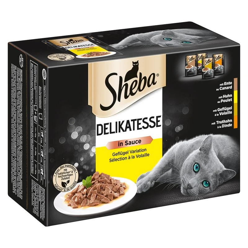 Sheba Pouches Select Slices in Gravy 48 x 85g Sauce Collection (Duck, Chicken, Poultry, Turkey) Sheba Pouches Select Slices In Gravy 48 X 85g Sauce Collection (Duck, Chicken, Poultry, Turkey) -Zooplus Store 107296 pla sheba multipack delikatesse in sauce 2 2