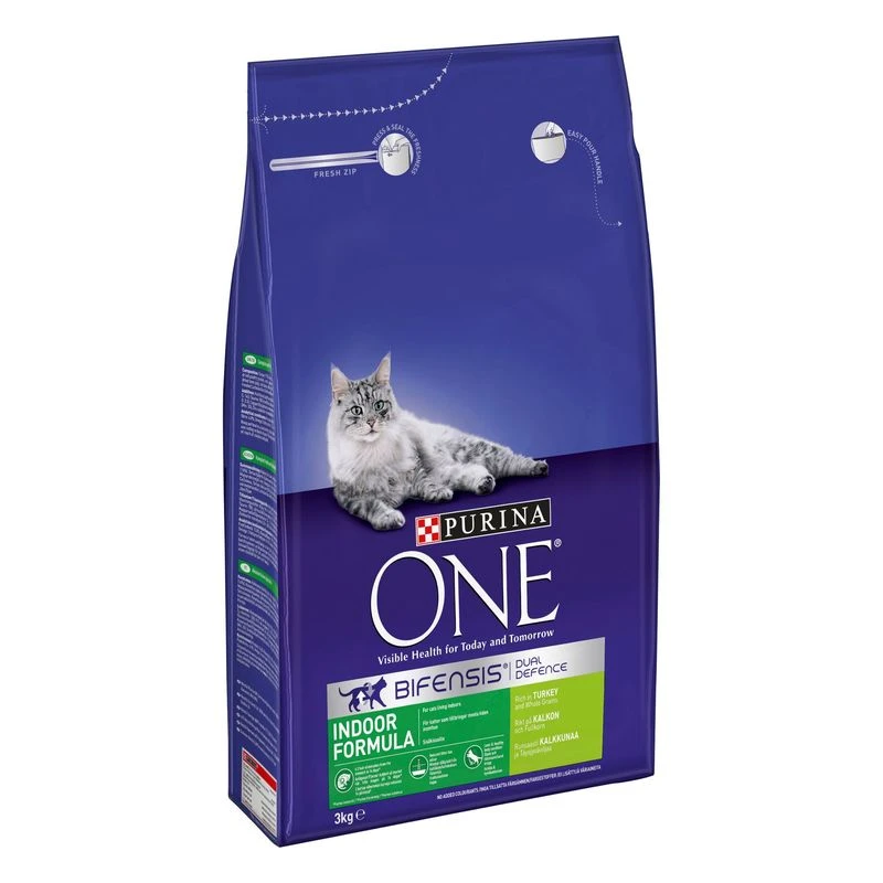 PURINA ONE Indoor Formula Turkey & Whole Grains Dry Cat Food Economy Pack: 2 x 1.4kg PURINA ONE Indoor Formula Turkey & Whole Grains Dry Cat Food Economy Pack: 2 X 1.4kg -Zooplus Store 195931 frontpack 3kg 7 2