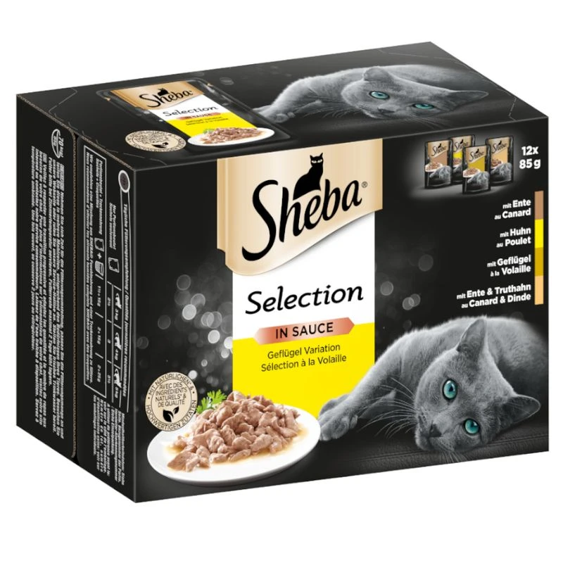 Sheba Pouches Select Slices in Gravy 48 x 85g Sauce Collection (Duck, Chicken, Poultry, Turkey) Sheba Pouches Select Slices In Gravy 48 X 85g Sauce Collection (Duck, Chicken, Poultry, Turkey) -Zooplus Store 1 74933 pla sheba selection gefluegel variation 85g 6 2