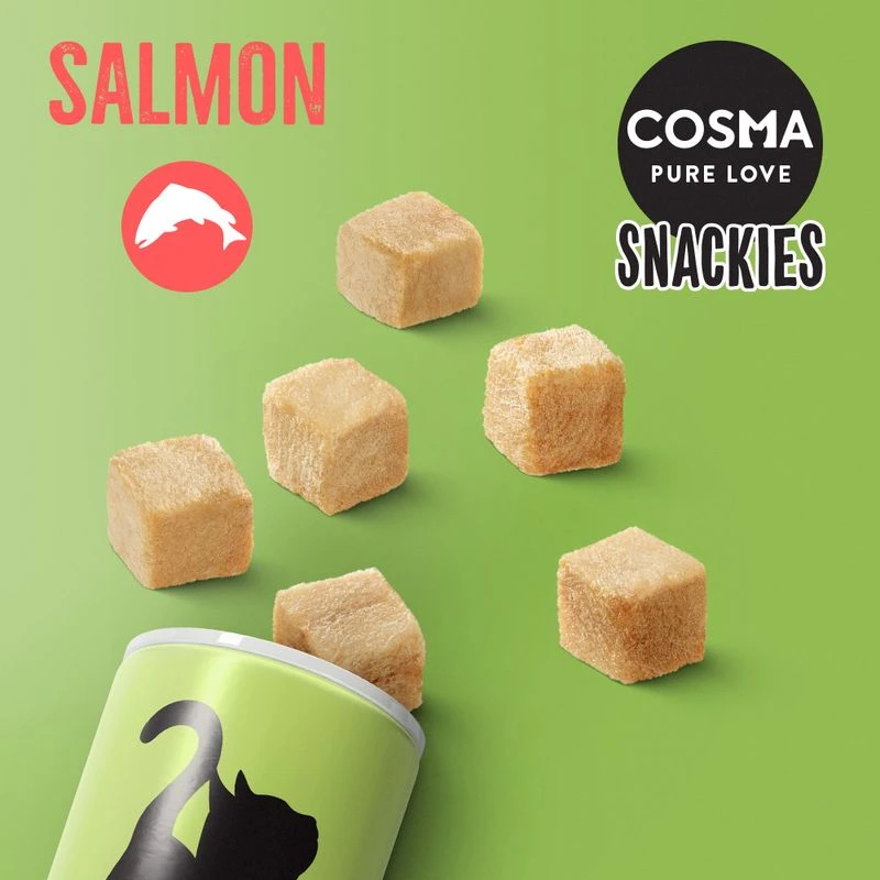 Cosma Snackies Saver Pack Duck (5 x 21g) Cosma Snackies Saver Pack Duck (5 X 21g) -Zooplus Store 1 81759 cosma snackies foodboard salmon 1000x1000 2 3