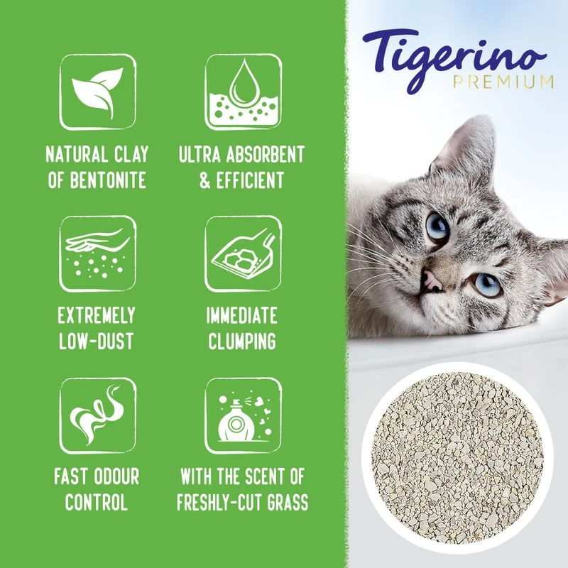 Tigerino Premium Cat Litter – Fresh Cut Grass Economy Pack: 2 x 12kg Tigerino Premium Cat Litter – Fresh Cut Grass Economy Pack: 2 X 12kg -Zooplus Store
