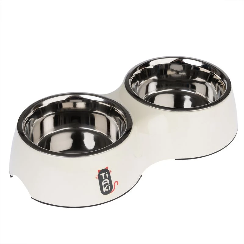 TIAKI Melamine Double Bowl 2 x 800ml, each diameter 16cm TIAKI Melamine Double Bowl 2 X 800ml, Each Diameter 16cm -Zooplus Store 337706 pla tiaki melamine double bowl fg 0074 7