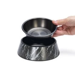 Designed By Lotte Marble Melamine Feeding Bowl - Black Saver Pack: 2 X 700ml, Diameter 22cm 3 Designed By Lotte Marble Melamine Feeding Bowl - Black Saver Pack: 2 X 700ml, Diameter 22cm -Zooplus Store 3525999 dbl melamine katzennapf 350ml 17 5xh6 5cm schwarz 1000x1000 hs 03 9 2