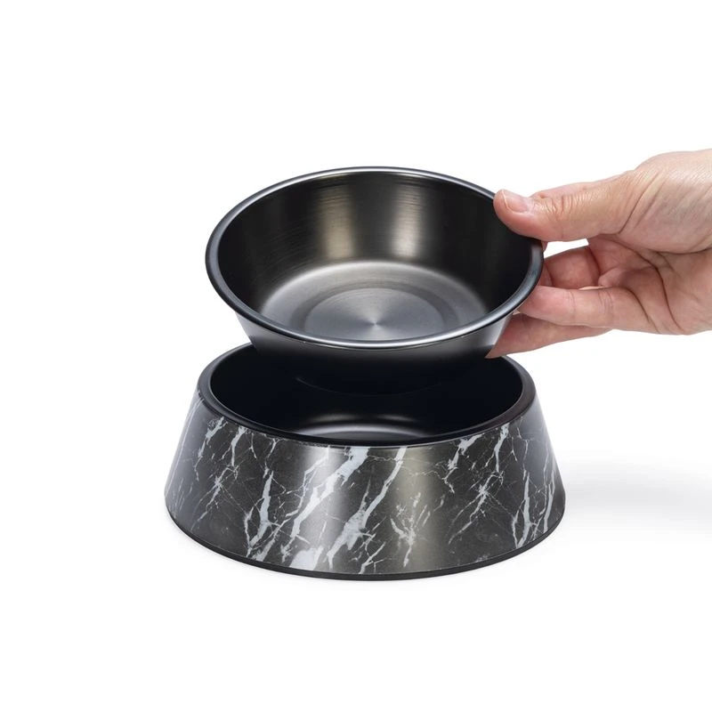Designed by Lotte Marble Melamine Feeding Bowl - Black 350ml, diameter 17.5cm Designed By Lotte Marble Melamine Feeding Bowl - Black 350ml, Diameter 17.5cm -Zooplus Store