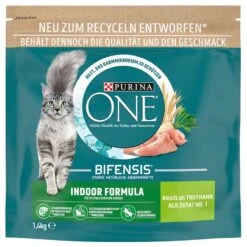 PURINA ONE Indoor Formula Turkey & Whole Grains Dry Cat Food Economy Pack: 2 X 1.4kg