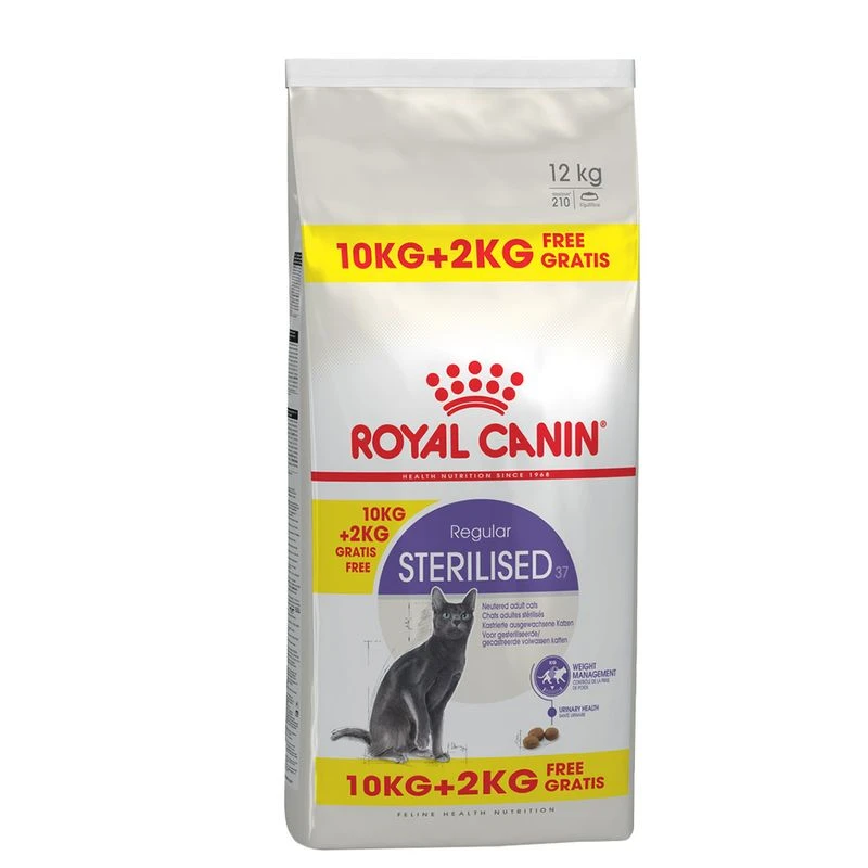 12kg Royal Canin Dry Cat Food - 10kg + 2kg Free! * Sterilised 37 (10kg + 2kg) 12kg Royal Canin Dry Cat Food - 10kg + 2kg Free! * Sterilised 37 (10kg + 2kg) -Zooplus Store 38562 pla royalcanin sterilised37 hs 01 8 5