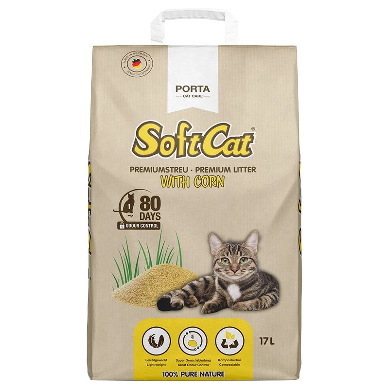 Porta SoftCat Corn Cat Litter Economy Pack: 2 X 17 Litres -Zooplus Store 388899 porta softcat corn hs 01 9