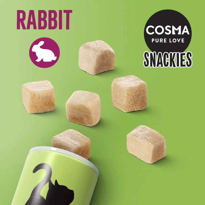 Cosma Snackies Saver Pack Duck (5 x 21g) Cosma Snackies Saver Pack Duck (5 X 21g) -Zooplus Store 392496 cosma snackies foodboard rabbit 1000x1000 8 3