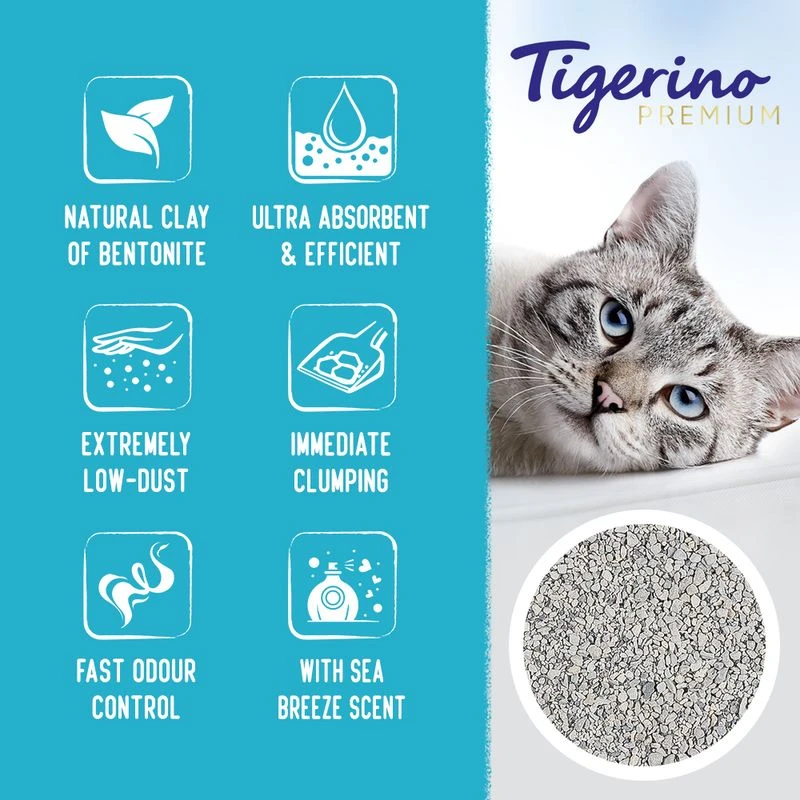 Tigerino Premium Cat Litter - Sea Breeze Economy Pack: 2 x 12kg Tigerino Premium Cat Litter - Sea Breeze Economy Pack: 2 X 12kg -Zooplus Store