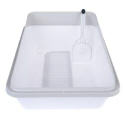 TIAKI Dusty Rounded Cat Litter Tray White -Zooplus Store 414997 tiaki litter box dusty fg 6036 6