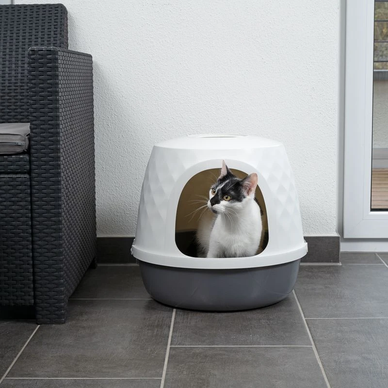 TIAKI Nebel Hooded Litter Tray Dark grey / white TIAKI Nebel Hooded Litter Tray Dark Grey / White -Zooplus Store