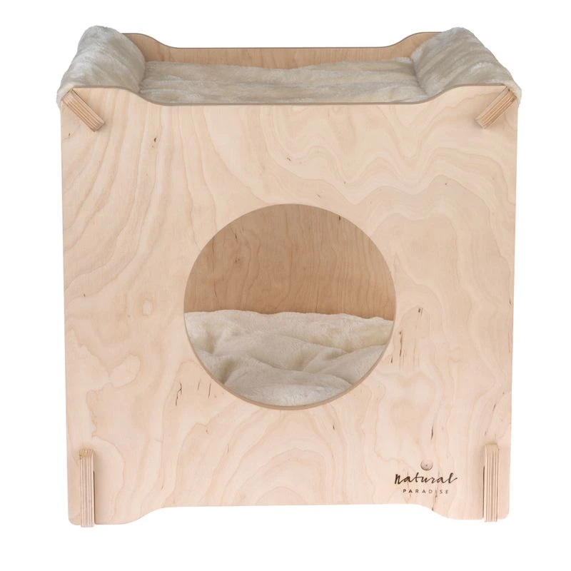 Natural Paradise Mimosa Cat Den Natural wood with cream cover Natural Paradise Mimosa Cat Den Natural Wood With Cream Cover -Zooplus Store 415299 np mimosa creme fg 5152 9 1