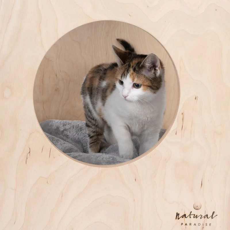 Natural Paradise Mimosa Cat Den Natural wood with cream cover Natural Paradise Mimosa Cat Den Natural Wood With Cream Cover -Zooplus Store 415396 np mimosa grau fg 5256 5 1