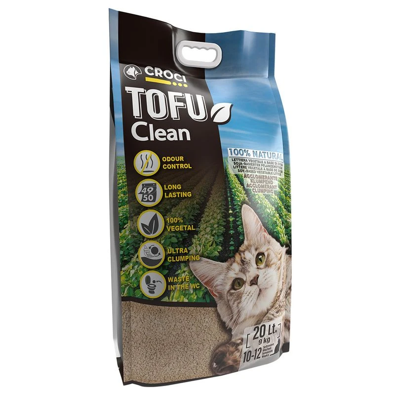 Croci Tofu Clean Cat Litter 45 Litres (Approx. 20kg) Croci Tofu Clean Cat Litter 45 Litres (Approx. 20kg) -Zooplus Store 419996 pla croci tofu clean katzenstreu hs 01 4 1