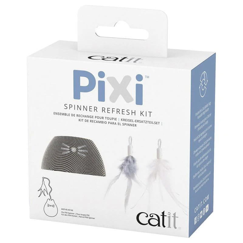 Catit Pixi Interactive Spinner Cat Toy Accessories: Spare parts set (1 silver-coloured fabric cover, 2 feathers) Catit Pixi Interactive Spinner Cat Toy Accessories: Spare Parts Set (1 Silver-coloured Fabric Cover, 2 Feathers) -Zooplus Store