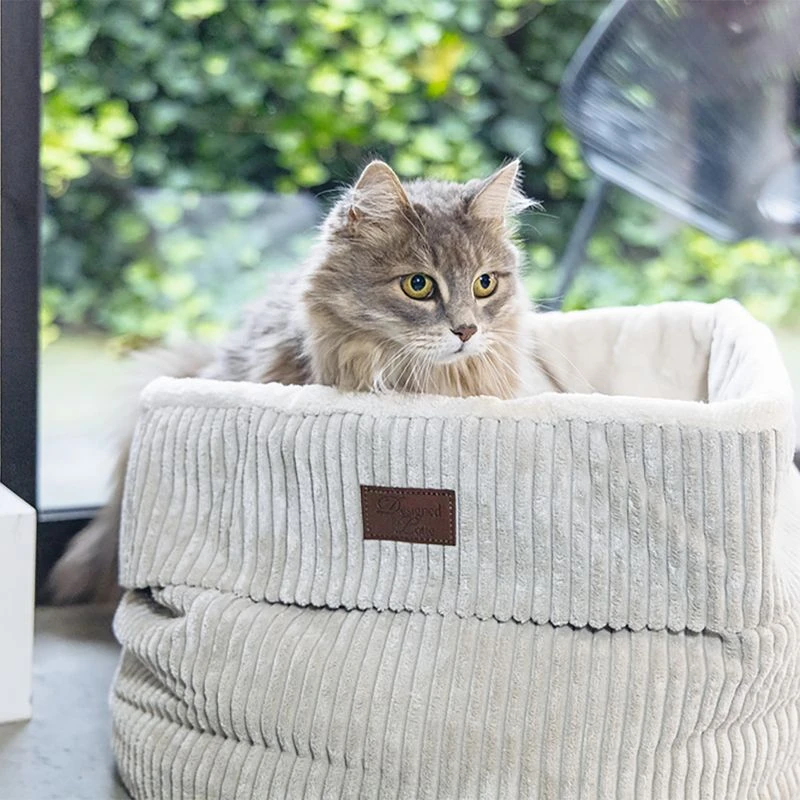 Designed by Lotte Ribbed Cat Basket Light Grey Designed By Lotte Ribbed Cat Basket Light Grey -Zooplus Store 501679 dbl katzenkorb ribbed hellgrau hs 20 1