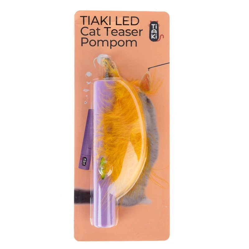 TIAKI Pompom Cat Dangler Toy with LED Pointer 1 Toy TIAKI Pompom Cat Dangler Toy With LED Pointer 1 Toy -Zooplus Store 501729 tiaki led cat teaser pompom fg 0181 8