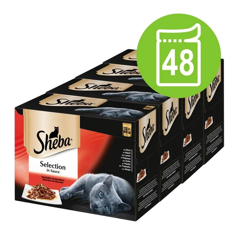 Sheba Pouches Select Slices in Gravy 48 x 85g Sauce Collection (Duck, Chicken, Poultry, Turkey) Sheba Pouches Select Slices In Gravy 48 X 85g Sauce Collection (Duck, Chicken, Poultry, Turkey) -Zooplus Store 558866 megapack sheba varietaeten 48x85g 1 2