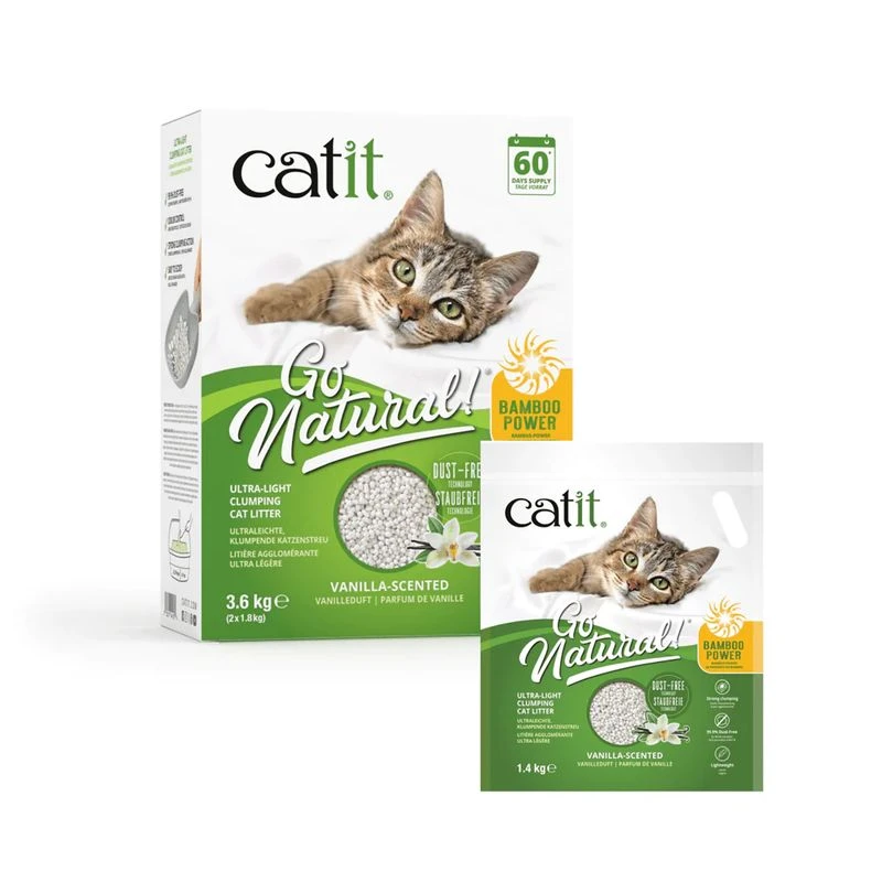 Catit Go Natural! Bamboo Cat Litter Vanilla-Scented Economy Pack: 3 X 1.4kg -Zooplus Store