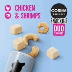 Cosma Snackies DUO 2 In 1 – Saver Pack Mixed Pack: 3 Flavours (131g) 6 Cosma Snackies DUO 2 In 1 – Saver Pack Mixed Pack: 3 Flavours (131g) -Zooplus Store 70066 cosma snackies duo foodboard chickenshrimps 1000x1000 3
