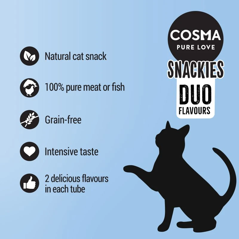 Cosma Snackies DUO 2 in 1 – Saver Pack 5 x Chicken & Tuna (130g) Cosma Snackies DUO 2 In 1 – Saver Pack 5 X Chicken & Tuna (130g) -Zooplus Store cosma snackies duo benefitboards 1000x1000 en 3 2