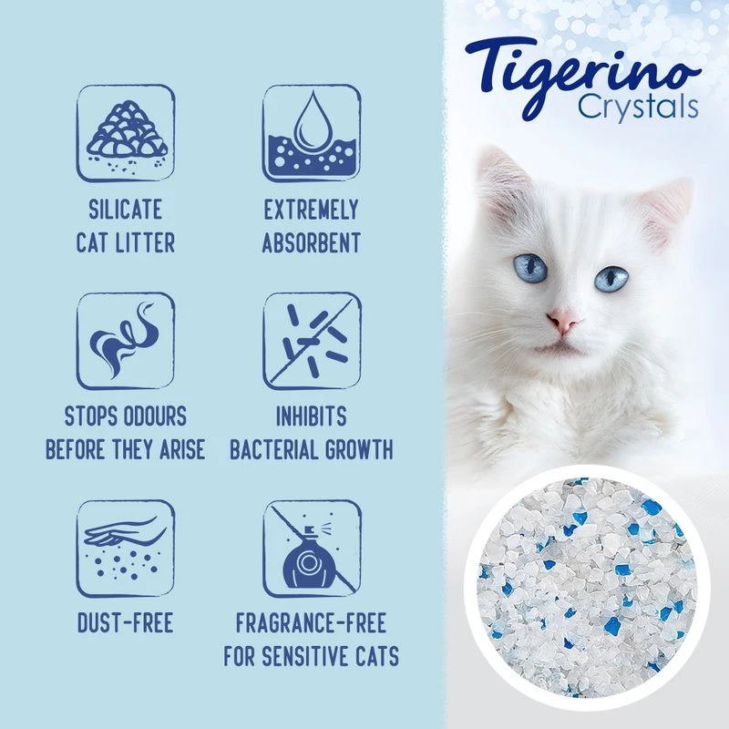 Tigerino Crystals Cat Litter Mixed Trial Pack 4 Varieties: Classic, Flower, Lavender & Aloe Vera (6 x 5l) Tigerino Crystals Cat Litter Mixed Trial Pack 4 Varieties: Classic, Flower, Lavender & Aloe Vera (6 X 5l) -Zooplus Store